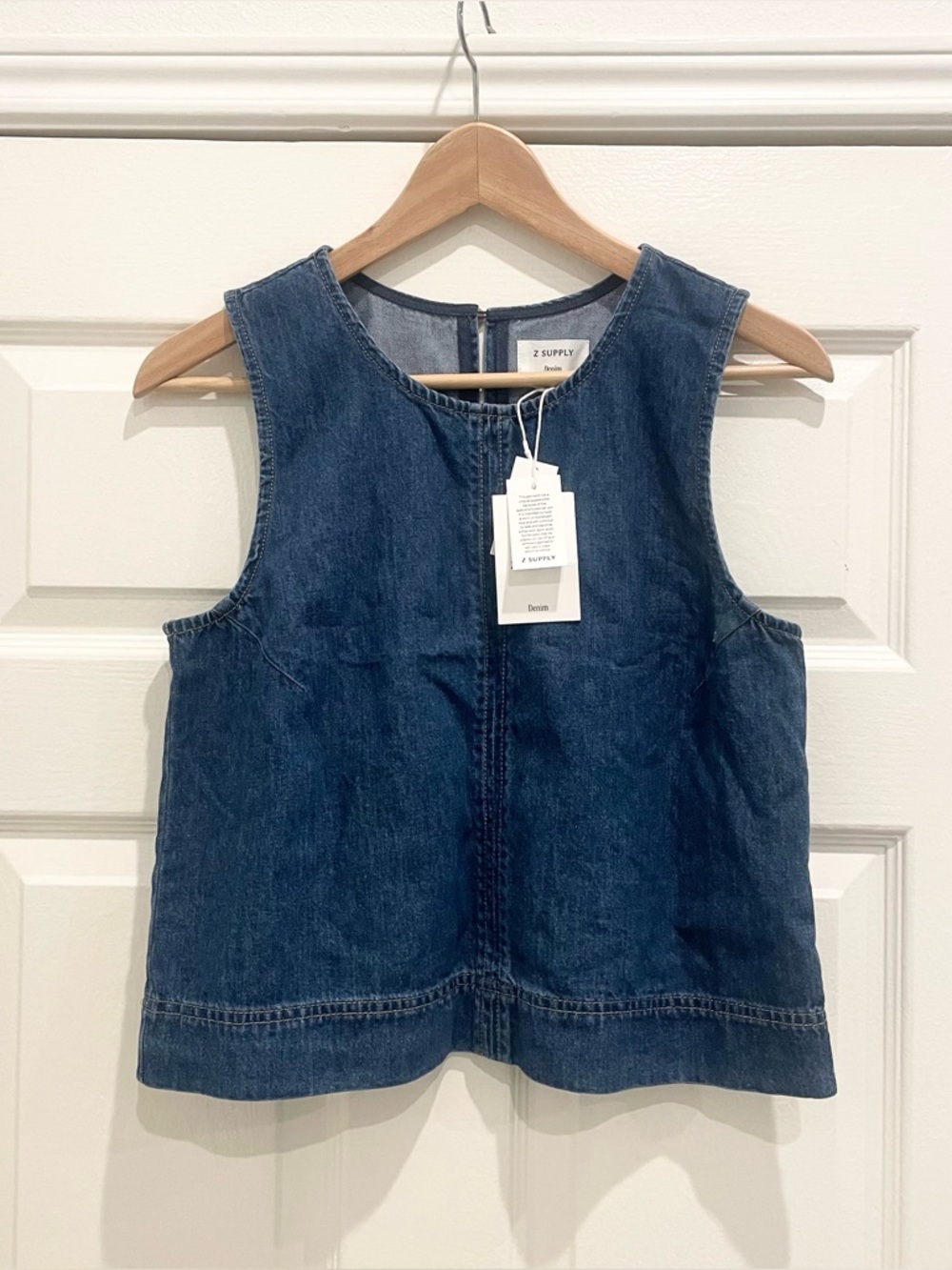 Z Supply Sun Seeker Denim Cropped Tank, Small, Deep Water